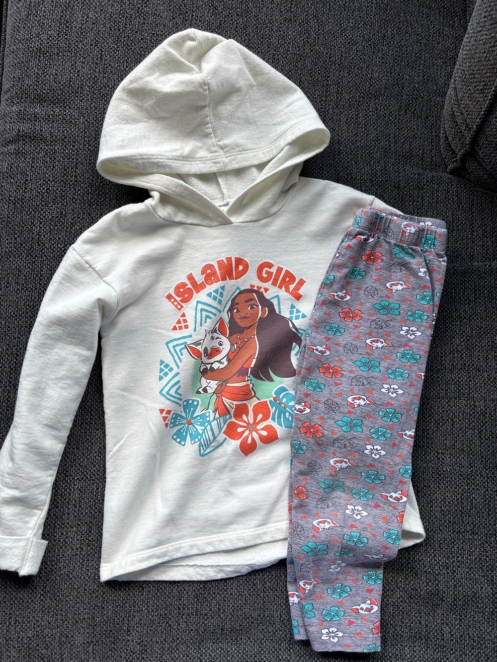 Disney Princess Moana White Hooded Sweatshirt with Multicolor Print